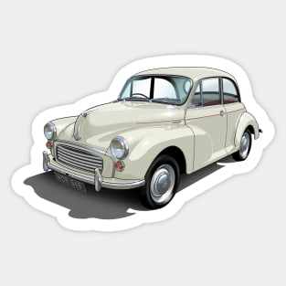 Morris Minor in old english white Sticker